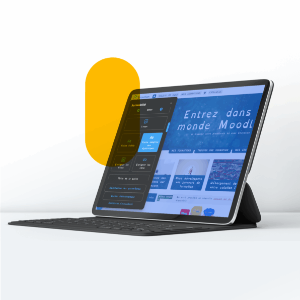 Image of a laptop computer with Enovation Accessibility plugin